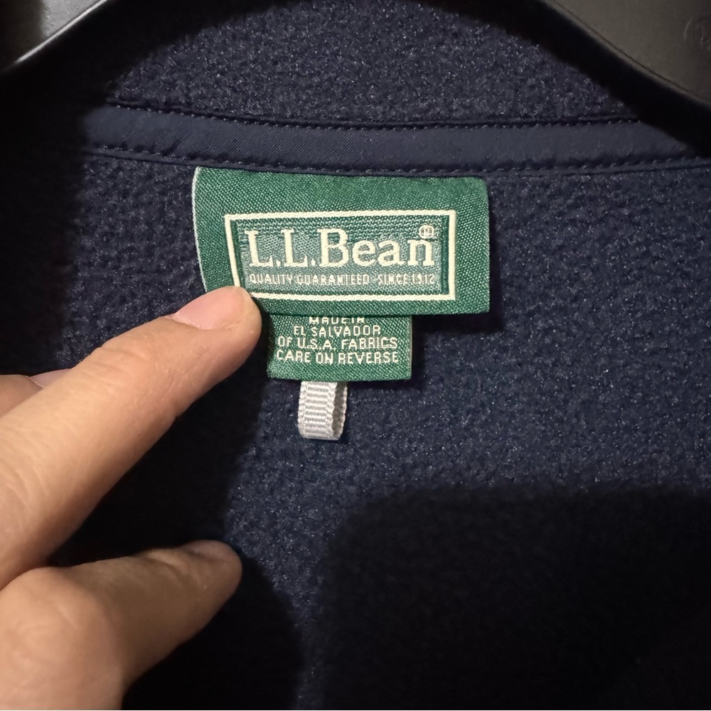 LL Bean Navy Blue Fleece Pullover size L - Picture 4 of 7
